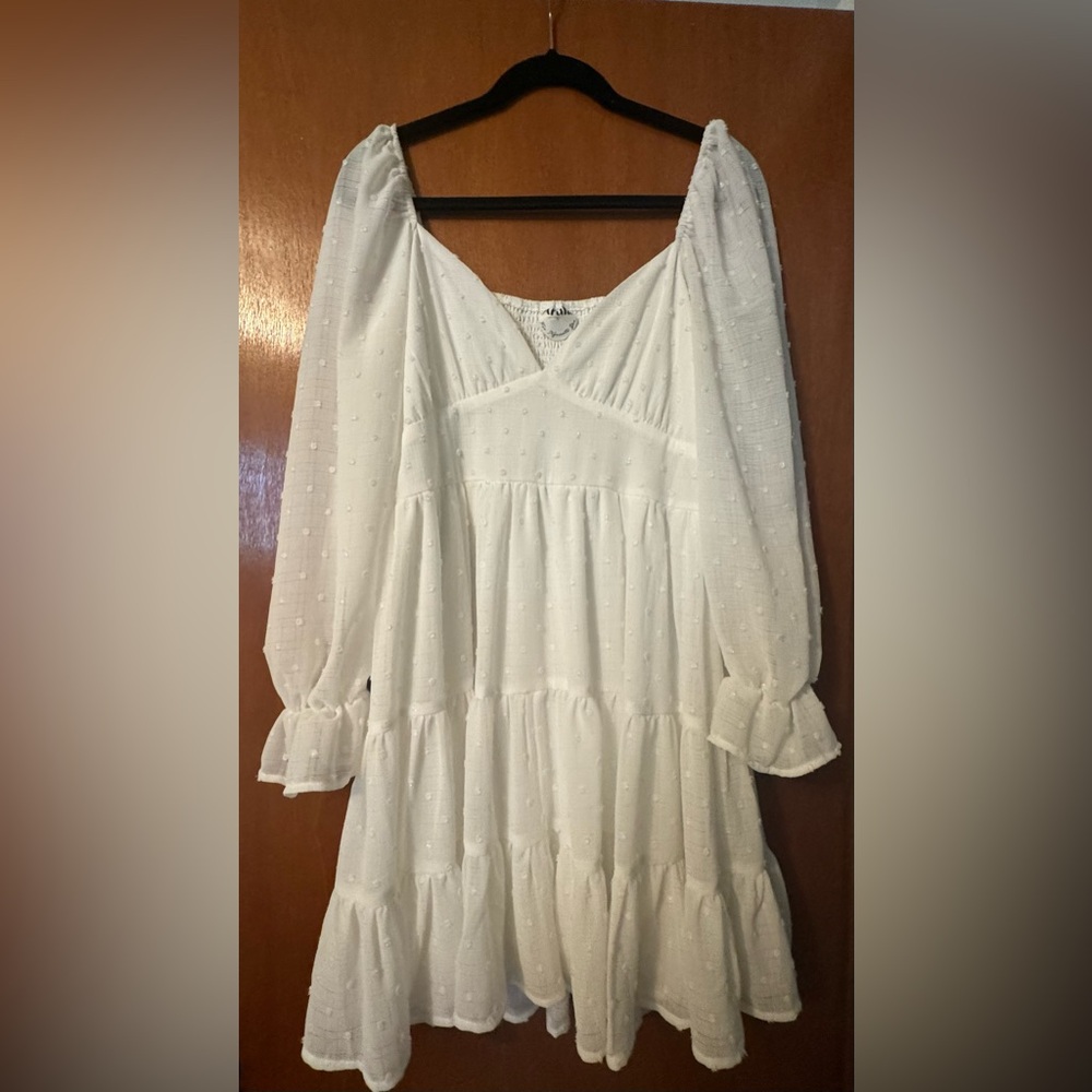 ARULA White Long Sleeve Tiered Swiss Dot Dress | Perfect Condition! | Size X